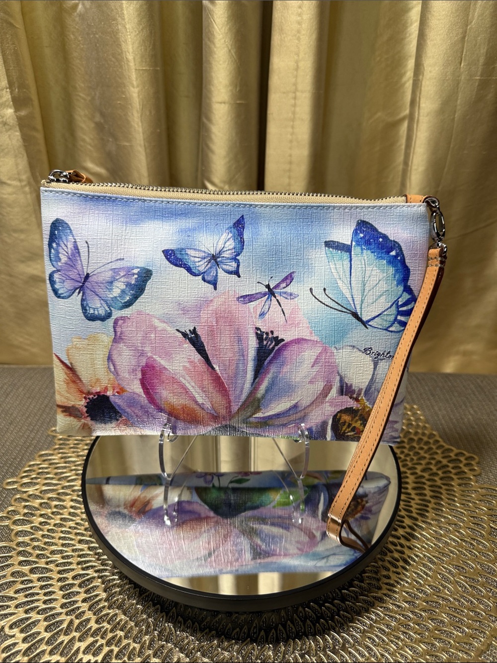 Brighton Belle Jardin Floral Butterfly Wristlet Clutch | Garden Print Leather - Picture 5 of 11